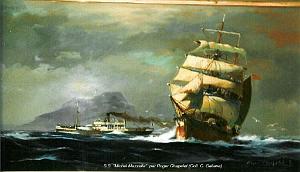 SS MICHEL MAZZELLA AU LARGE DE GIBRALTAR 1920 PAR ROGER CHAPELET COLL. C GALIANA 